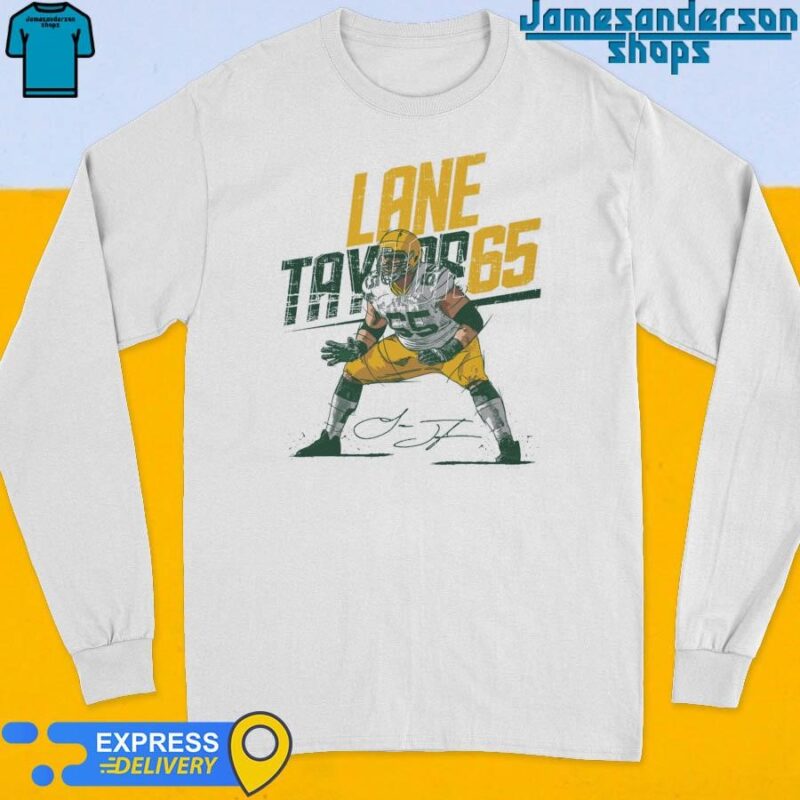 Official Lane Taylor Green Bay Packers Slant Signature Long Sleeve