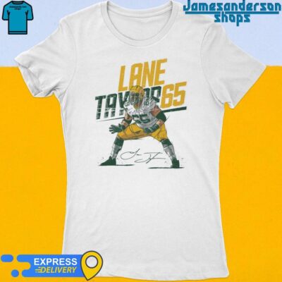 Official Lane Taylor Green Bay Packers Slant Signature Women's t-shirt