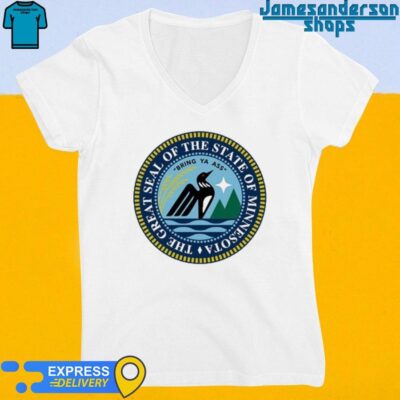 Official The Great Seal Of The State Of Minnesota Bring Ya Ass Logo V-Neck