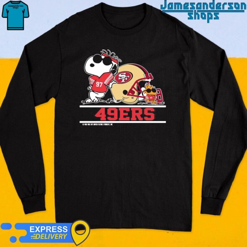 Official San Francisco 49ers Snoopy Football Captain Peanuts Team Long Sleeve