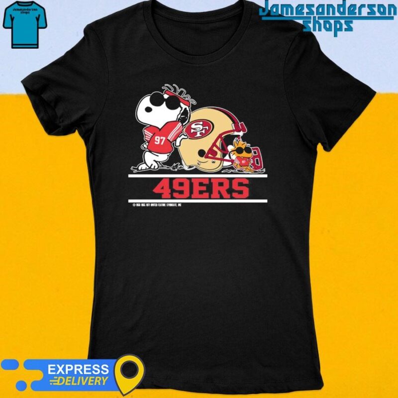 Official San Francisco 49ers Snoopy Football Captain Peanuts Team Women's t-shirt
