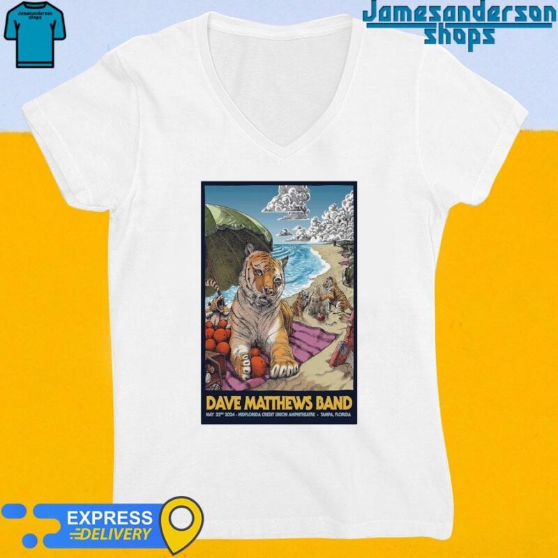 Official Dave Matthews Band May 22 2024 MidFlorida Credit Union Amphitheatre Tampa FL Poster V-Neck