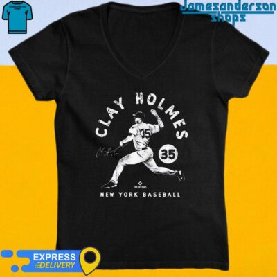 Official Clay Holmes New York Yankees Stamp Signature V-Neck