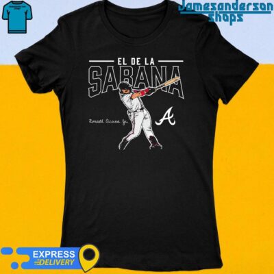Official Ronald Acuña Jr. Atlanta Braves Player Swing signature Women's t-shirt