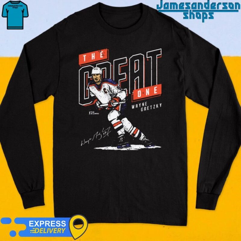 Official Wayne Gretzky Edmonton Oilers The Great One Signature Long Sleeve
