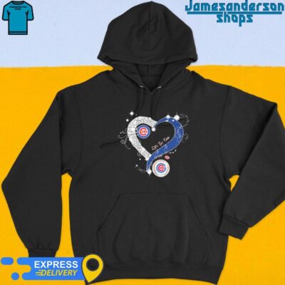 Official Chicago Cubs Let's Go Cubs Heart Diamonds Hoodie