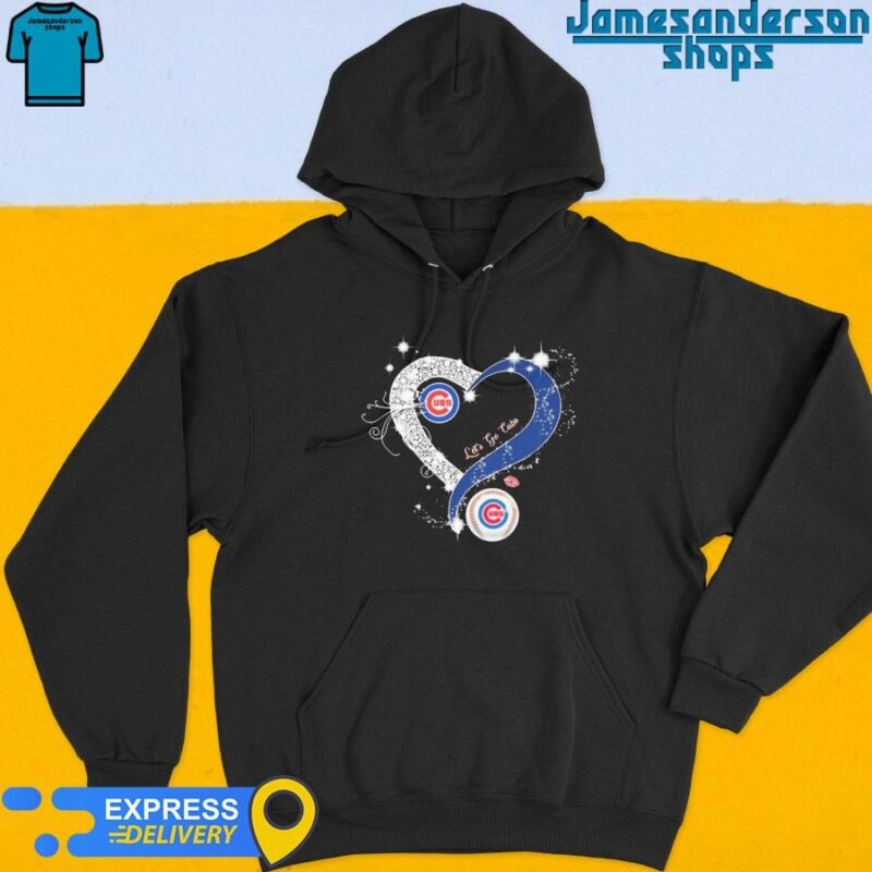 Official Chicago Cubs Let's Go Cubs Heart Diamonds Hoodie