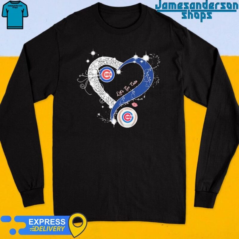 Official Chicago Cubs Let's Go Cubs Heart Diamonds Long Sleeve