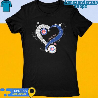 Official Chicago Cubs Let's Go Cubs Heart Diamonds Women's t-shirt
