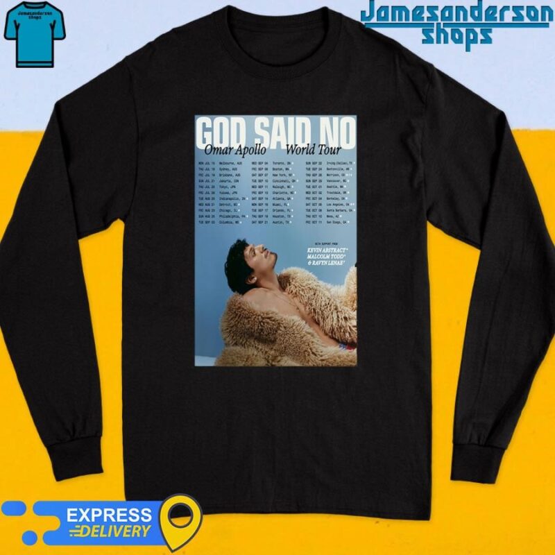 Official Omar Apollo God Said No World Tour 2024 Poster Long Sleeve
