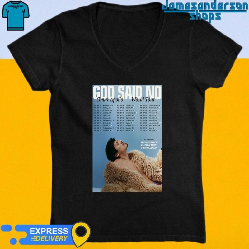 Official Omar Apollo God Said No World Tour 2024 Poster V-Neck