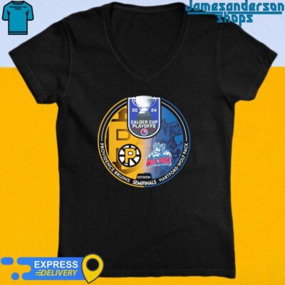 Official Providence Bruins vs Hartford Wolfpack 2024 Calder Cup Playoffs V-Neck