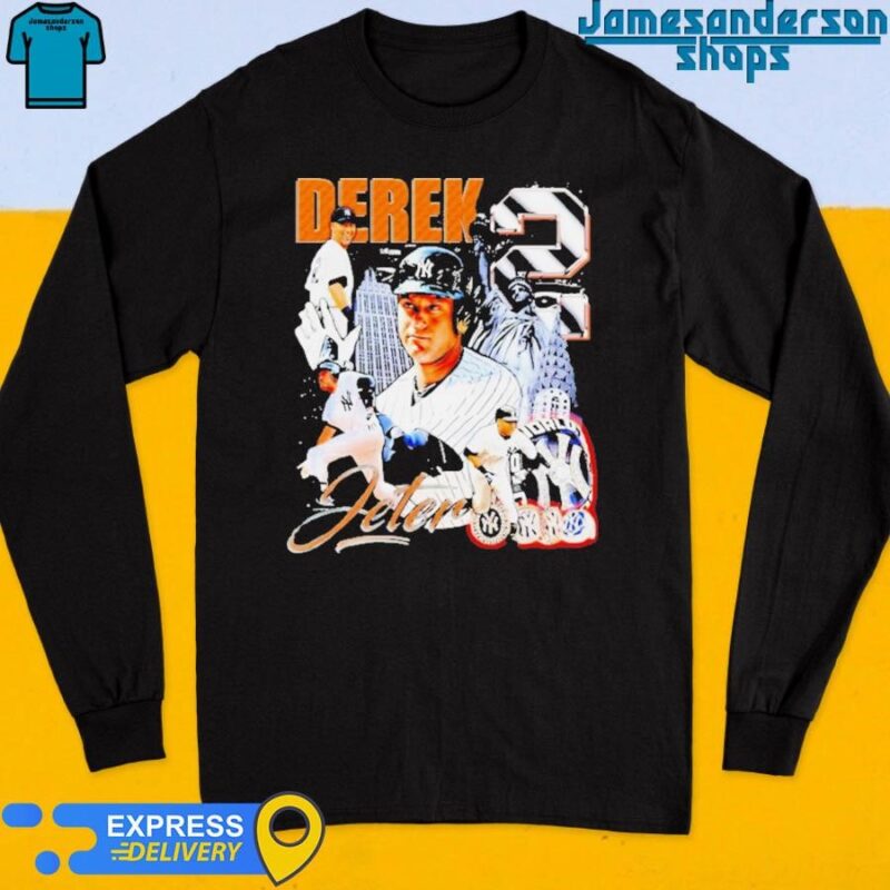 Official Derek Jeter New York Yankees baseball graphic poster shirt Long Sleeve