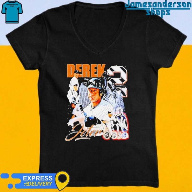 Official Derek Jeter New York Yankees baseball graphic poster shirt V-Neck