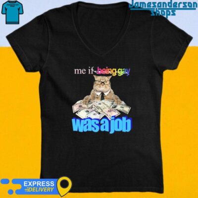 Official Me If Being Gay Was A Job Cat V-Neck