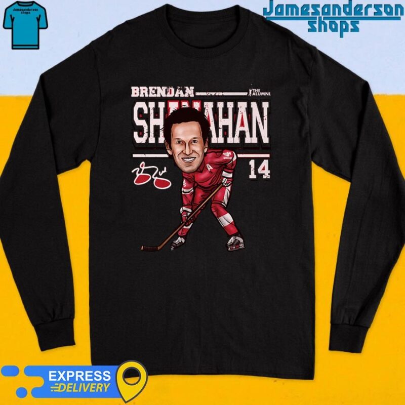 Official Brendan Shanahan Detroit Red Wings Cartoon Signature Long Sleeve