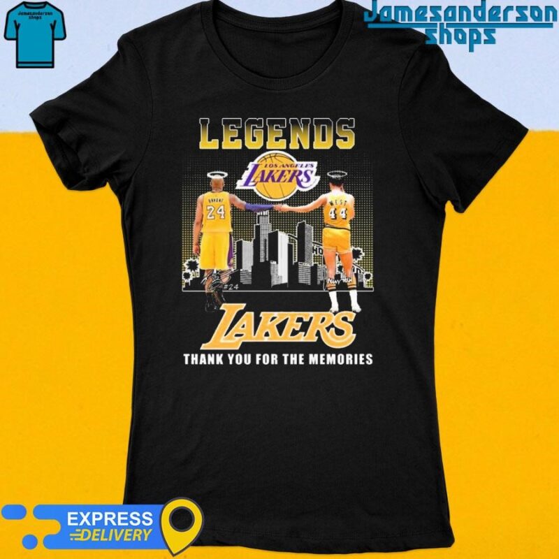 Official Los Angeles Lakers Legends Kobe Bryant Jerry West Thank You For The Memories Signatures Women's t-shirt
