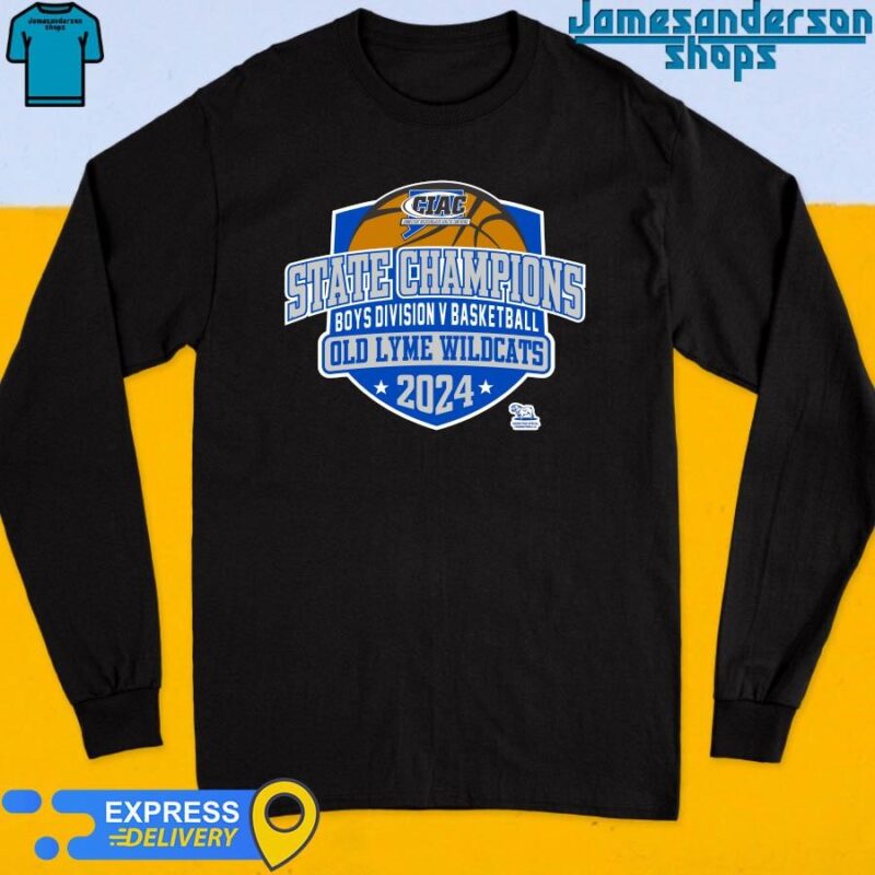 Official CIAC State Champions Boys Division V Basketball Old Lyme Wildcats 2024 shirt Long Sleeve