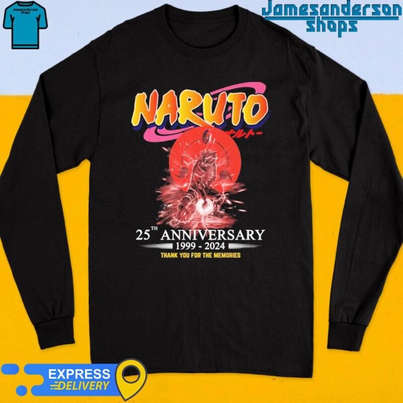 Official Naruto 25th Anniversary 1999-2024 Thank You For The Memories shirt Long Sleeve