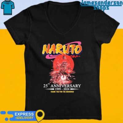 Official Naruto 25th Anniversary 1999-2024 Thank You For The Memories shirt V-Neck