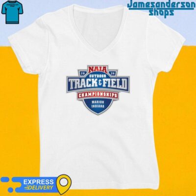 Official Marion Indiana 2024 NAIA Outdoor Track and Field Championships logo V-Neck