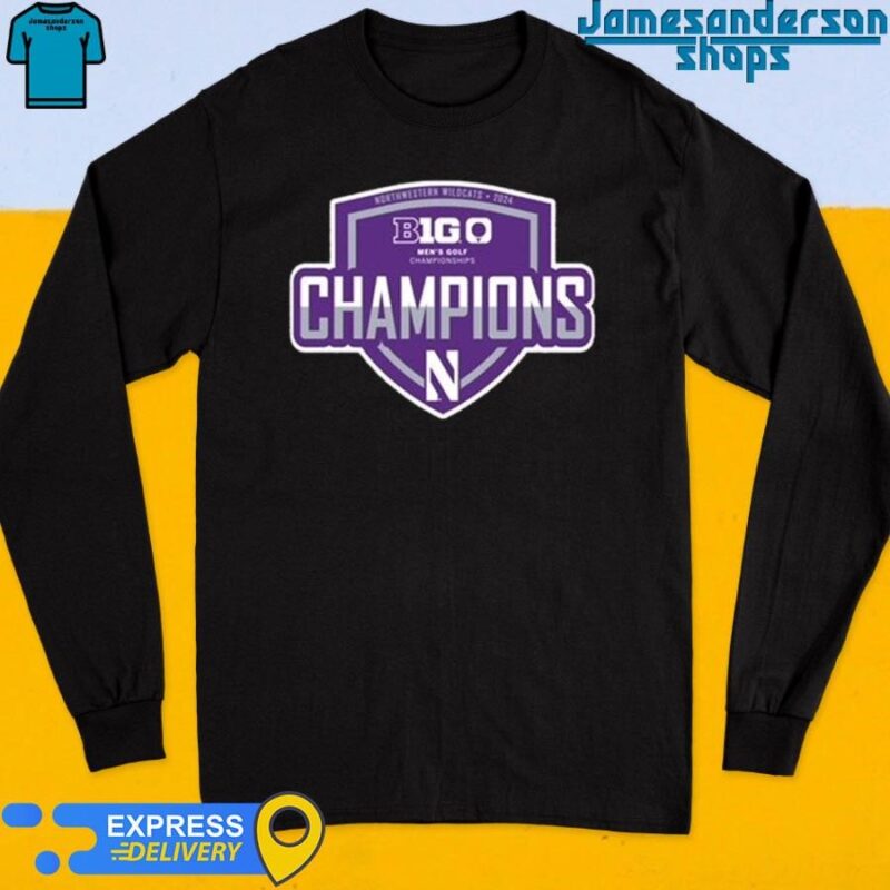 Official Northwestern Wildcats 2024 Men's B1G Golf Champions Long Sleeve