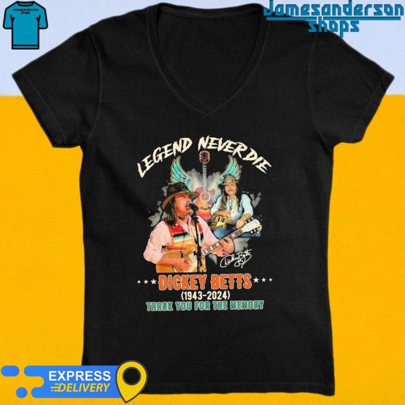 Rip Dickey Betts Legend Never Die 1943-2024 Thank You For The Memory signature V-Neck