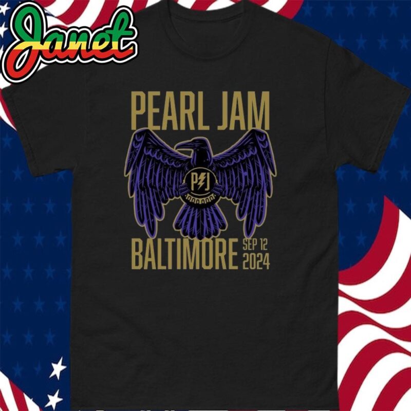 Pearl Jam Event Tee For Show In Baltimore Maryland At CFG Bank Arena On September 12 2024 The Raven Artwork Shirt
