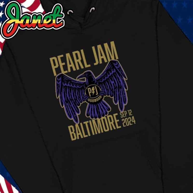 Pearl Jam Event Tee For Show In Baltimore Maryland At CFG Bank Arena On September 12 2024 The Raven Artwork hoodie