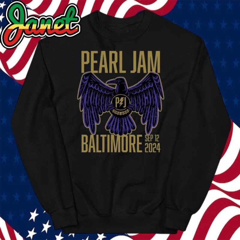 Pearl Jam Event Tee For Show In Baltimore Maryland At CFG Bank Arena On September 12 2024 The Raven Artwork sweatshirt