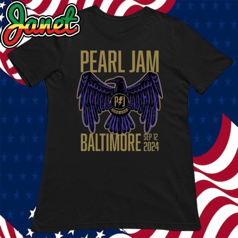 Pearl Jam Event Tee For Show In Baltimore Maryland At CFG Bank Arena On September 12 2024 The Raven Artwork women