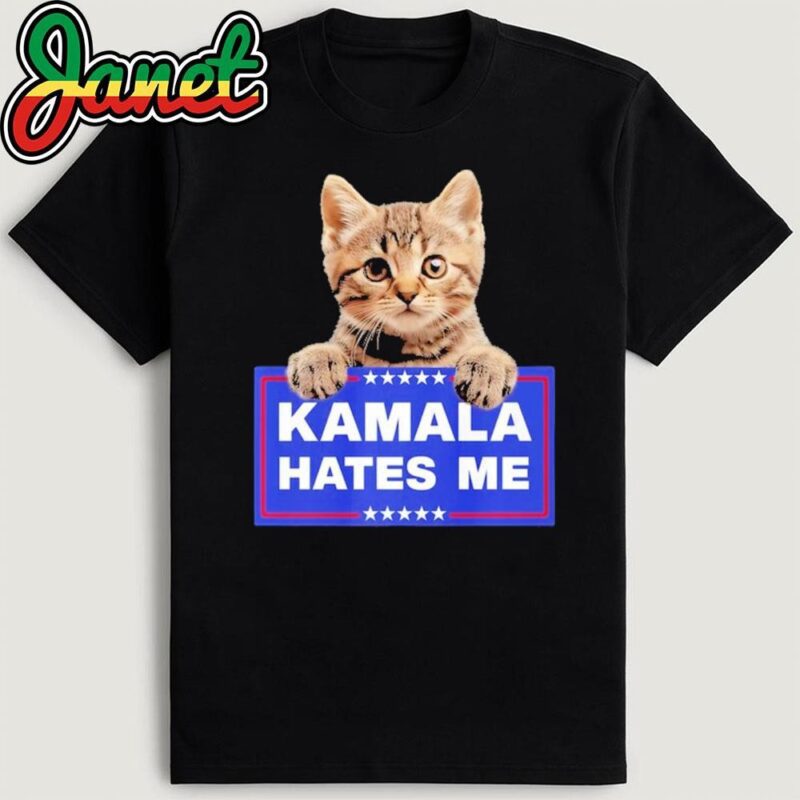 Kamala Hates Me Kamala Hate Cats Trump 2024 American Flag T-Shirt