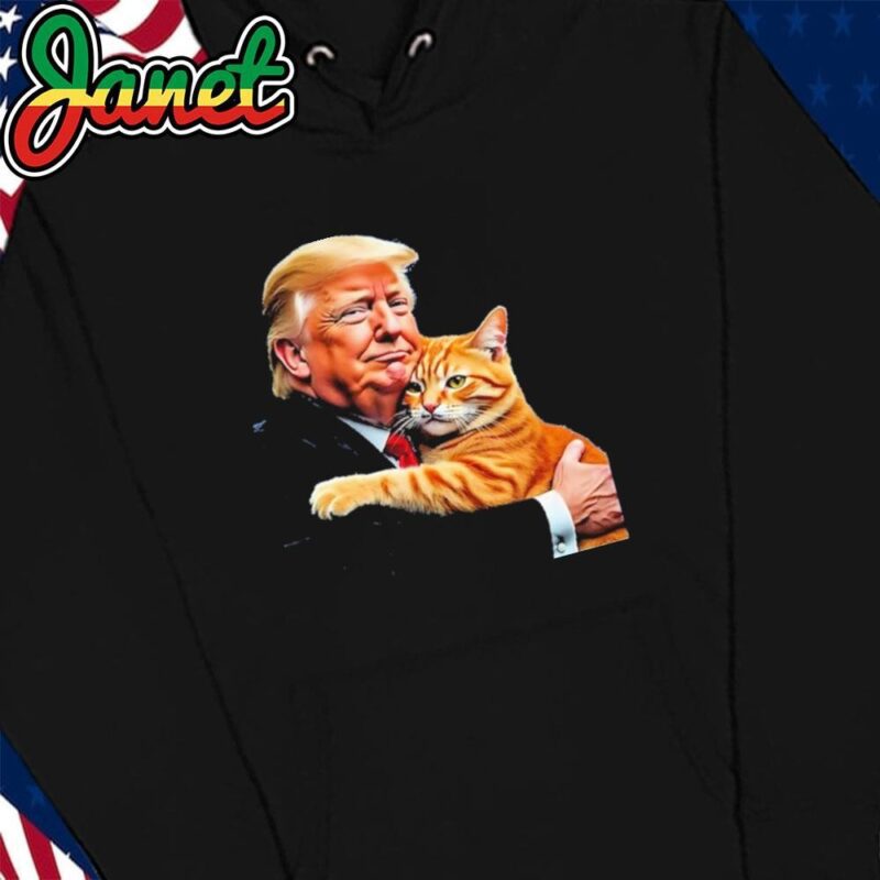 Trump Hugging Orange Cat Funny 2024 Election Meme Graphic hoodie