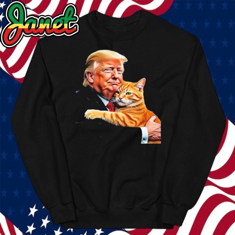 Trump Hugging Orange Cat Funny 2024 Election Meme Graphic sweatshirt