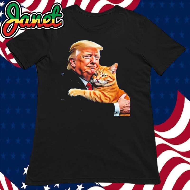 Trump Hugging Orange Cat Funny 2024 Election Meme Graphic women