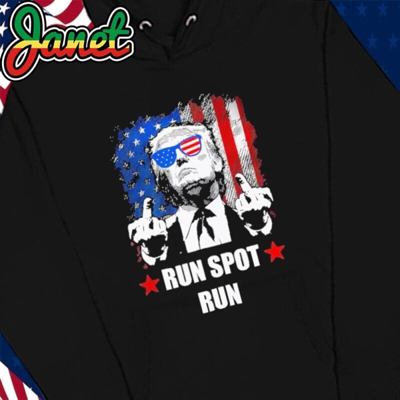 Run Spot Run Funny Political Trump 2024 American Flag hoodie