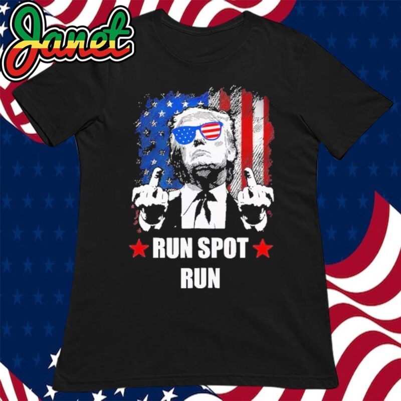 Run Spot Run Funny Political Trump 2024 American Flag women
