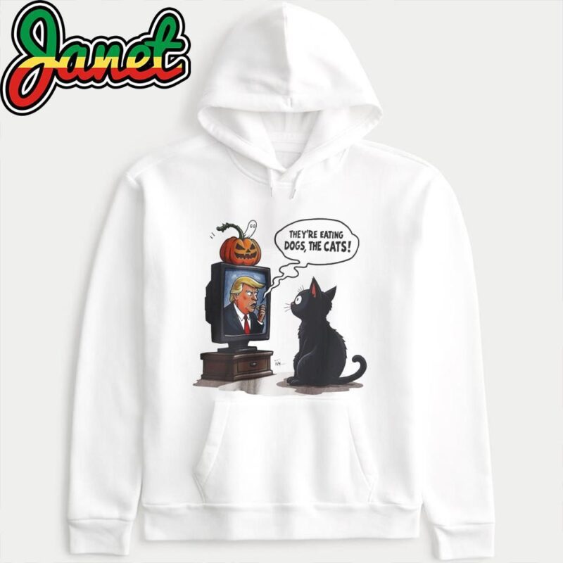They're Eating Dogs And Cats Watching TV Funny Trump 2024 Debate hoodie