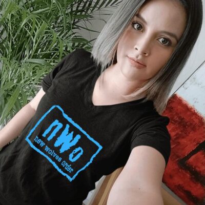 nWo new wolves order New World Order logo parody women-t-shirt
