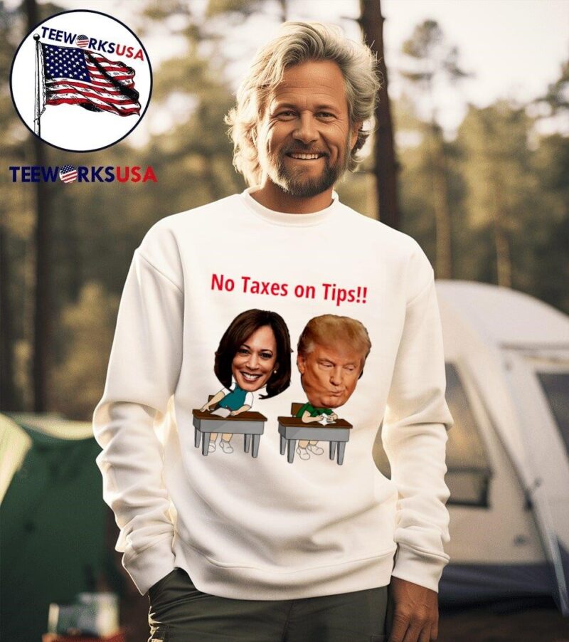 Kamala Harris copy Donald Trump no taxes on tips meme sweater