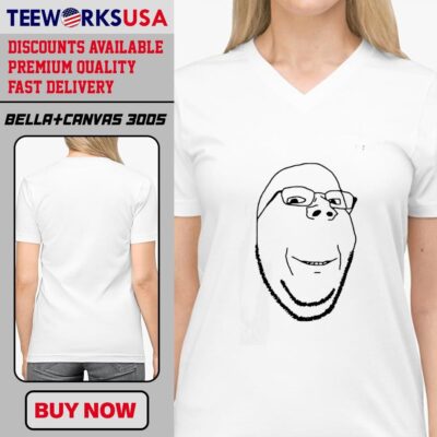 Smiling Wholesome Wojak Soyjak simple v-neck-t-shirt