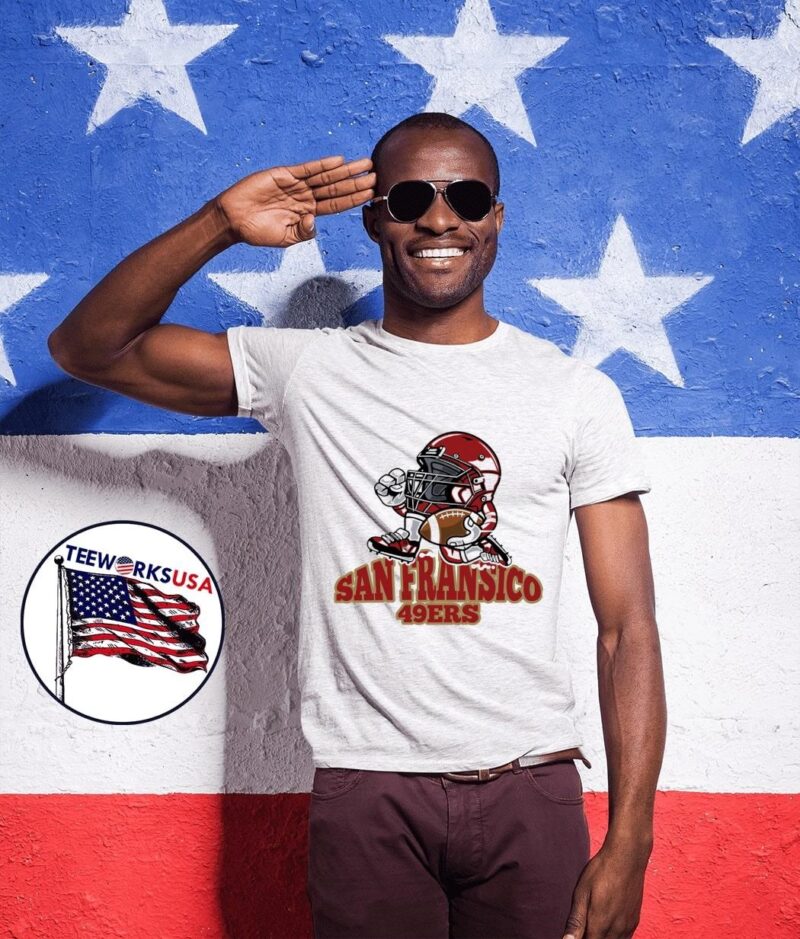 San Francisco 49ers mascot minion wearing helmet NFL shirt