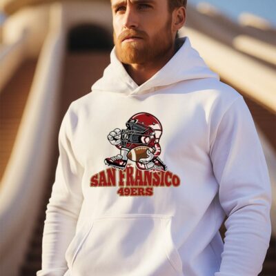 San Francisco 49ers mascot minion wearing helmet NFL hoodie
