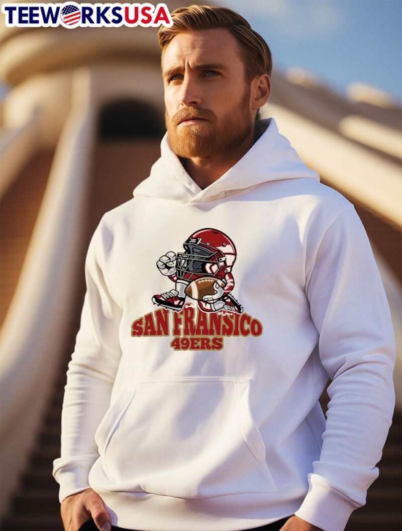 San Francisco 49ers mascot minion wearing helmet NFL hoodie