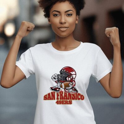 San Francisco 49ers mascot minion wearing helmet NFL women-t-shirt