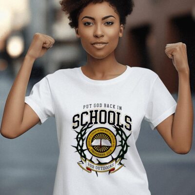 Put god back in schools BBB Outdoors logo women-t-shirt