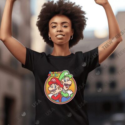 Super Mario and Luigi Brothers Circle Graphic women-t-shirt