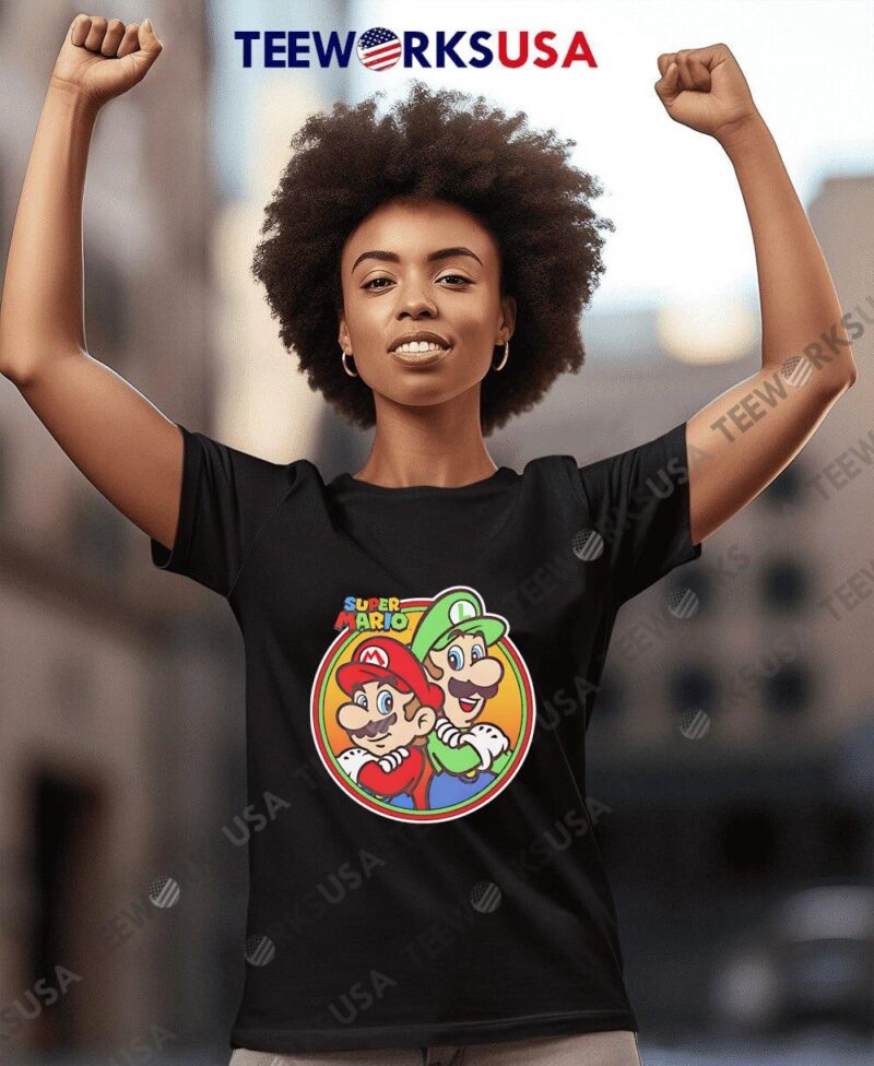 Super Mario and Luigi Brothers Circle Graphic women-t-shirt