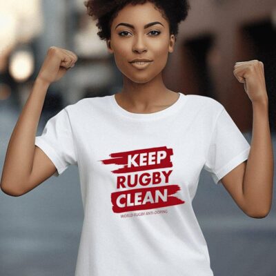 Funny Keep rugby clean world rugby anti-doping women-t-shirt