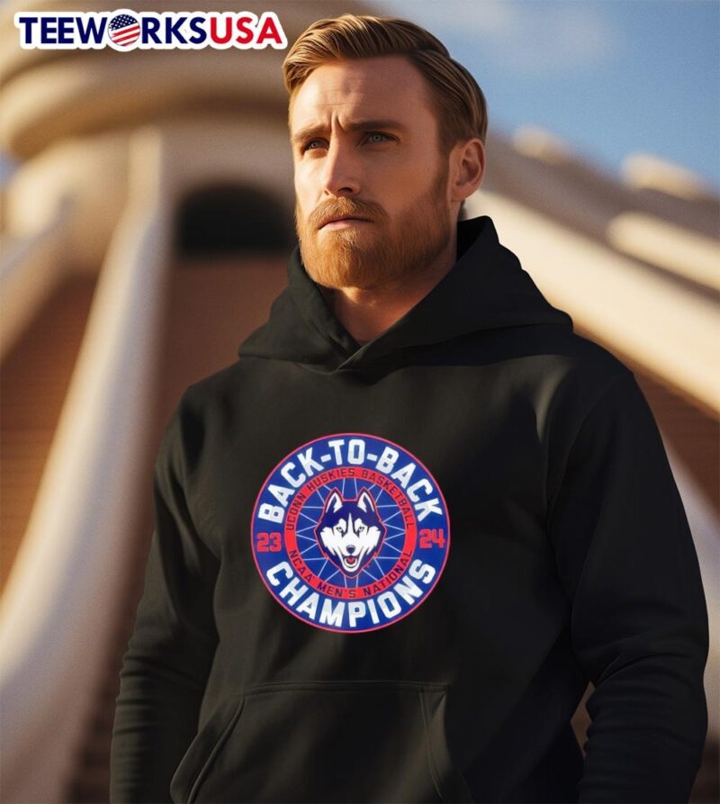 UConn Huskies Back To Back 2023-2024 National Champions Basketbal hoodie